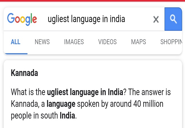Kannada ugliest language row: Karnataka to take legal action against Google