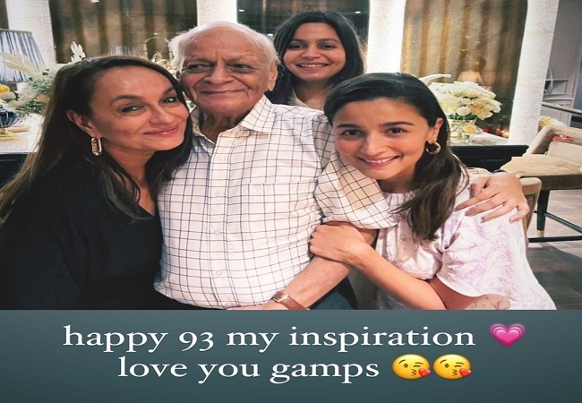 "Happy 93 my inspiration. Love you gamps," she wrote, adding a picture from the birthday celebration.