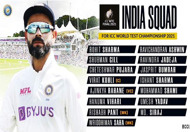 ICC WTC final: BCCI announces team India's 15-man squad against New Zealand