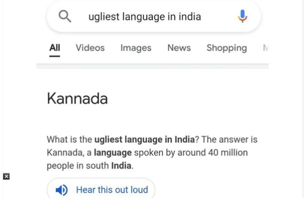 Google shows Kannada as India’s ‘ugliest language’, later issues apology after outrage