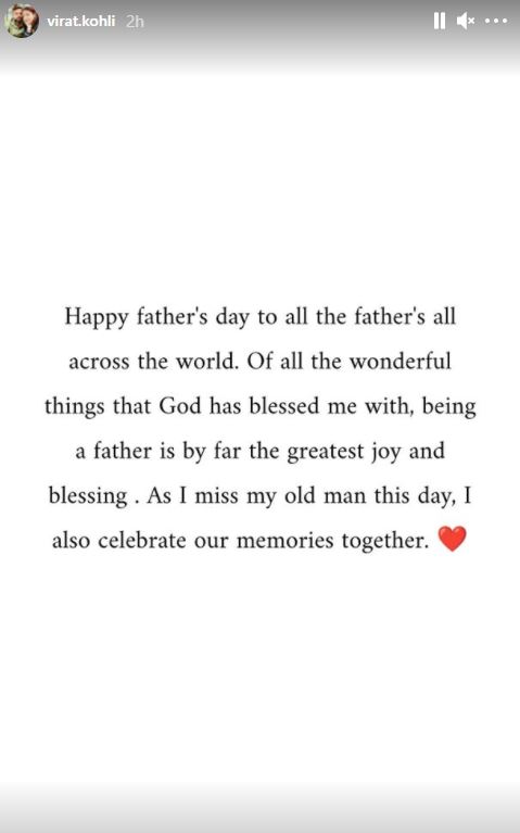 'Miss my old man': Virat Kohli pens heartfelt message on Father's Day