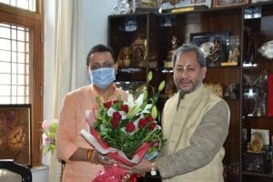 Uttarakhand’s CM-designate Pushkar Singh Dhami calls on his predecessors ahead of oath-taking