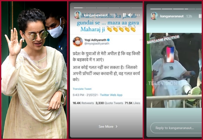 In lnsta post, Kangana lauds Yogi govt, pokes fun at ‘Didi’