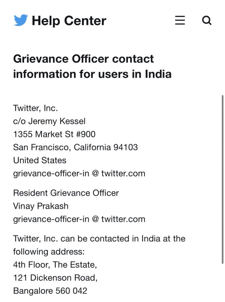 Twitter appoints Vinay Prakash as its Resident Grievance Officer. Also furnishes a monthly report on action taken against accounts under various sections.