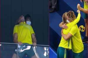 Watch: Aussie swimming coach’s ‘Ultimate Warrior’ celebration goes viral after Titmus wins gold at Tokyo 2020