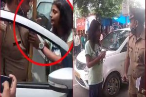 Woman roughs up policeman in UP’s Barabanki, high-voltage drama caught on camera