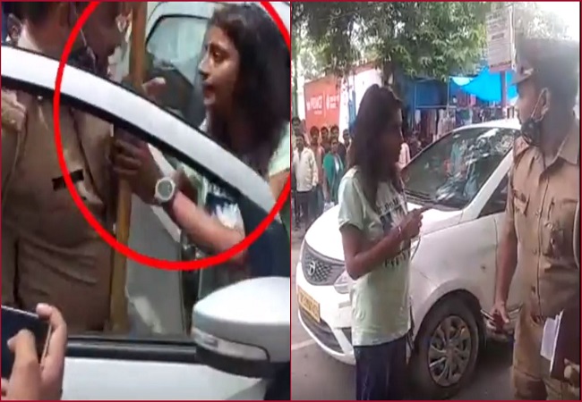 Woman roughs up policeman in UP’s Barabanki, high-voltage drama caught on camera