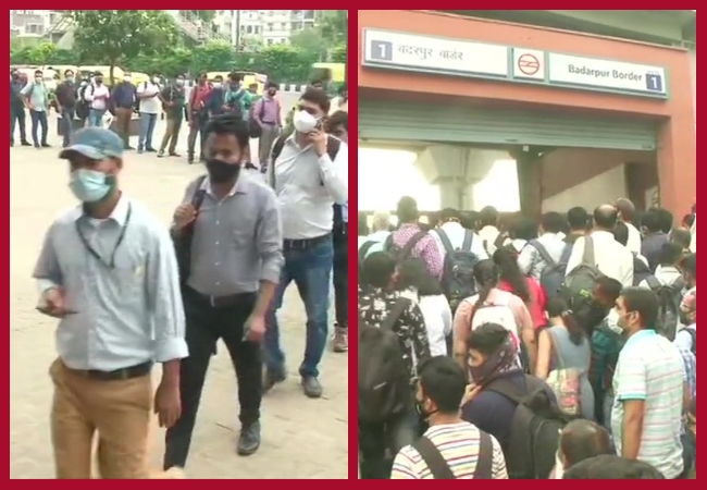 VISUALS: Long queues seen outside Delhi Metro stations such as Akshardham, Anand Vihar and Nirman Vihar