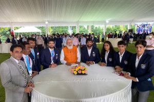 PM Modi meets Tokyo Olympics contingent in Delhi; See Pics