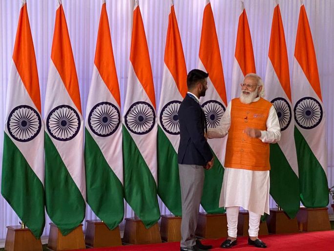 PM Modi with Manpreet Singh, captain of men's hockey team that won an Olympics medal after 41 years!