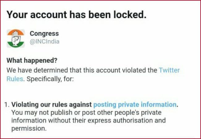 After Rahul Gandhi, now Congress’ official handle @INCIndia locked by Twitter over rule violation