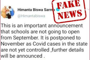 Assam CM flags fake tweet claiming schools won’t reopen in September