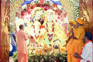 UP CM Yogi Adityanath offers prayers at Krishna Janmabhoomi temple in Mathura on Janmashtami