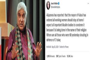 Javed Akhtar condemns Kabul mayor’s decision asking working women to stay at home
