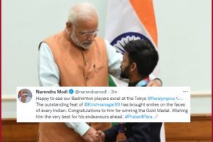 Tokyo Paralympics: Krishna Nagar wins gold medal in men’s singles badminton SH6 event; PM Modi congratulates him for ‘outstanding feat’