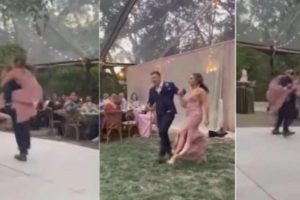 Wedding Dance Goes Wrong: Bride and groom fall off the stage while performance (Viral Video)