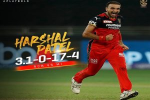 6th time being on a hat-trick and finally got one, so pretty happy: Harshal Patel