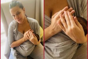 #FreedomToFeed: Neha Dhupia shares picture of herself with her newborn as she breastfeeds her baby boy