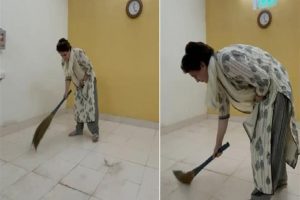 Priyanka Gandhi seen sweeping floor at UP guest house, viral clip draws reactions