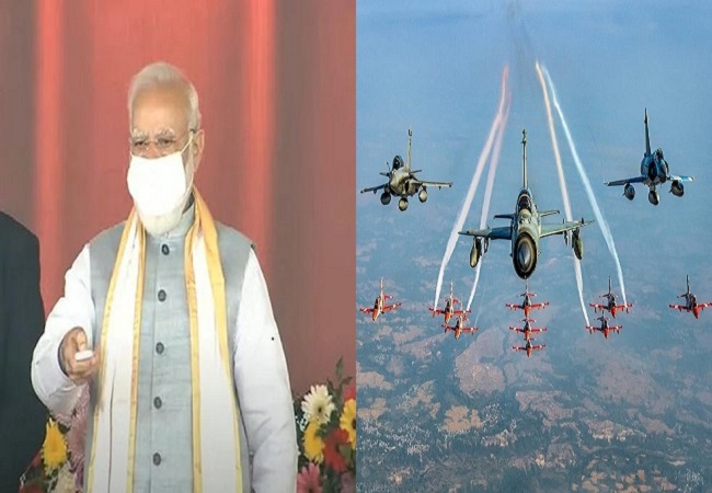PM Modi witnesses airshow on Purvanchal Expressway airstrip, says country’s security as vital as its prosperity