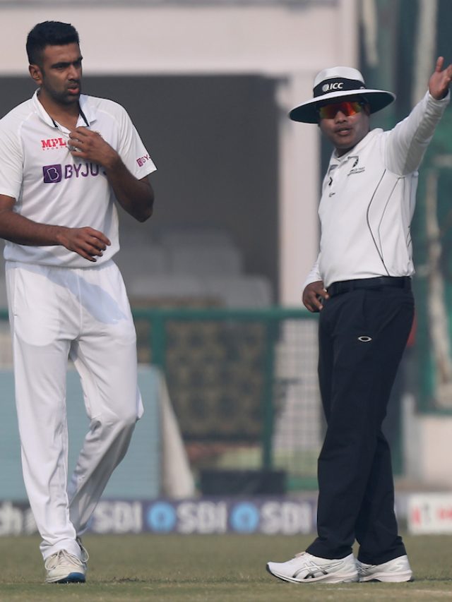 R Ashwin argues with umpire Nitin Menon over his follow-through