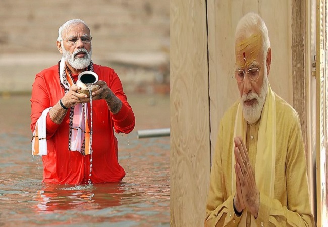 Prime Minister Narendra Modi offering prayer to river Ganga