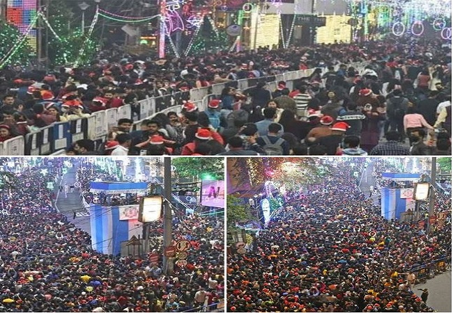 Kolkata: Pics of massive footfall for Christmas celebration at Parks Street goes viral amidst Omicron scare