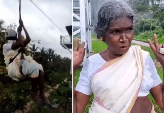 72-year-old lady goes on ziplining at a park in Kerela’s Palakkad; wins hearts of netizens