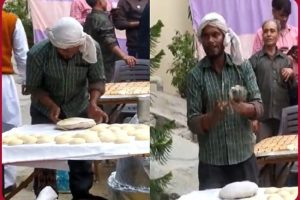 Meerut: Man spits on Roti while cooking in an event, video goes viral