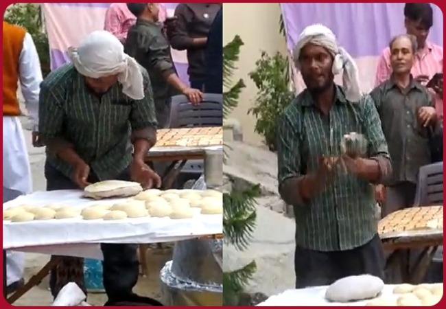 Meerut: Man spits on Roti while cooking in an event, video goes viral