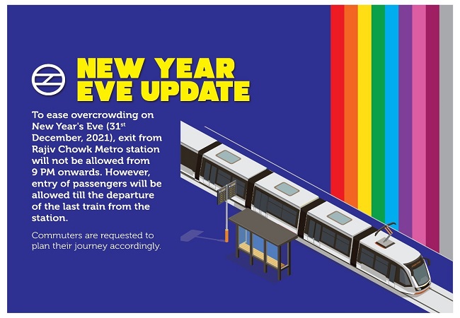 No exit from Rajiv Chowk Metro station after 9 pm on 31 December: DMRC