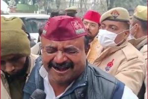 Denied Election Ticket: Aditya Thakur, SP worker attempts self-immolation outside Samajwadi party office in Lucknow (VIDEO)