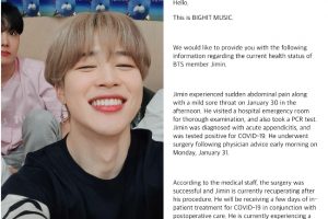 Get Well Soon Jimin trends at no. 1 on Twitter after BTS’ Jimin undergoes appendicitis surgery