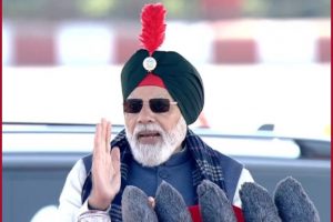 PM Modi sports turban with red hackle as he addresses NCC Rally in Delhi