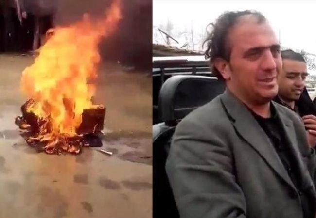 Watch Video: Taliban burn musical instrument of Afghan musician making him weep