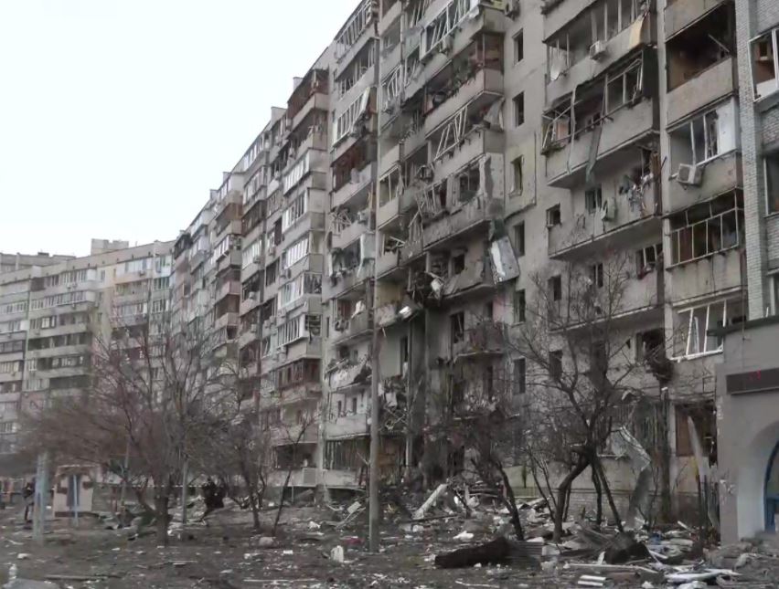 Ukrainian forces downed an enemy aircraft over Kyiv in the early hours on Friday, which then crashed into a residential building and set it on fire