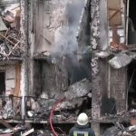 Ukrainian forces downed an enemy aircraft over Kyiv in the early hours on Friday, which then crashed into a residential building and set it on fire