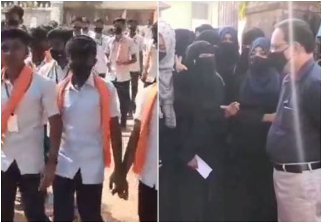 Hijab vs Saffron shawls: Row erupts after girl students denied entry in Karnataka college