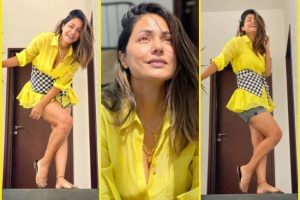 Hina Khan redefines beauty as she dons Yellow shirt dress; See Pics