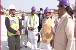 UP Polls: JP Nadda visits Ram temple construction site in Ayodhya
