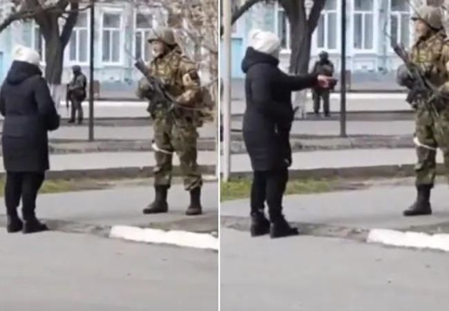 In Ukraine, woman confronts Russian soldier, passerby makes VIDEO, netizens hail her courage