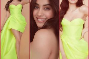 Jhanvi Kapoor looks sexy in neon green outfit