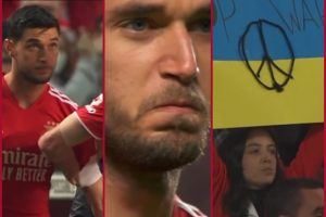Ukraine striker Roman Yaremchuk moved to tears after receiving a standing ovation from Benfica fans-VIRAL VIDEO