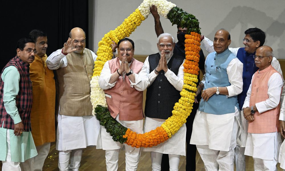 PM Modi, JP Nadda felicitated at BJP Parliamentary Party Meeting | See Pics