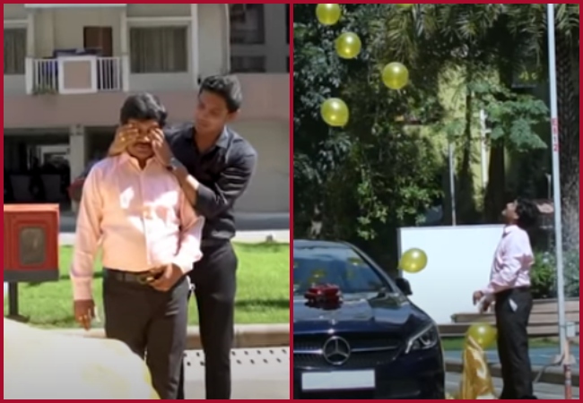 Father gets emotional after 26-year-old son gifts Mercedes Benz on birthday; watch viral video