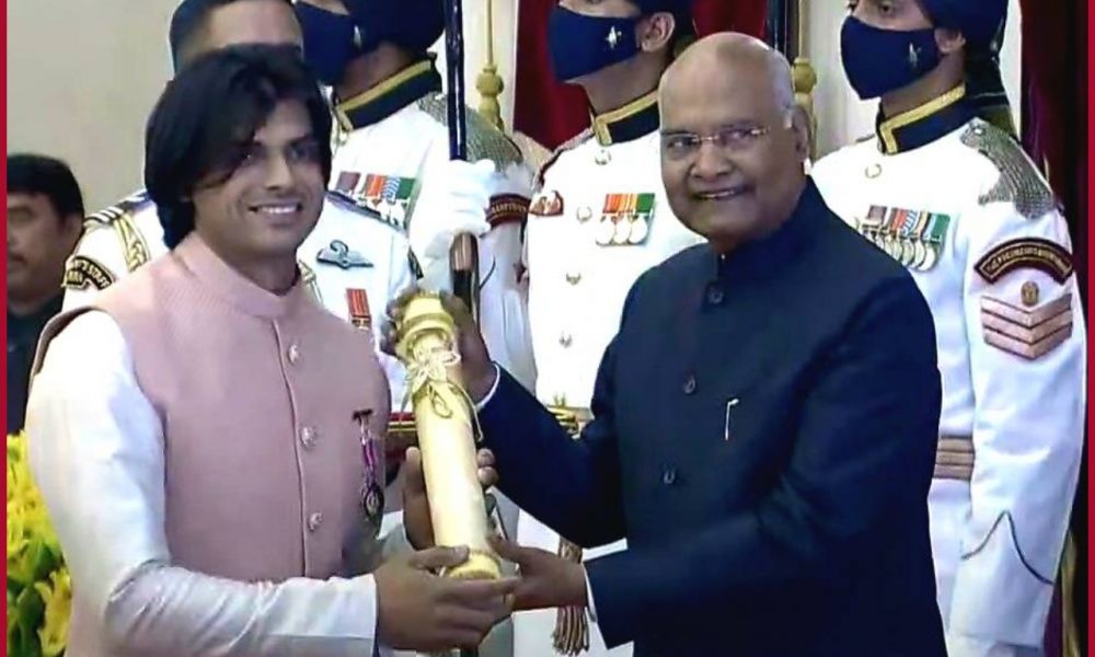 Olympic champion Neeraj Chopra receives Padma Shri (Video)