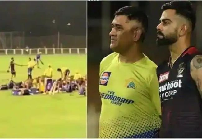 Dhoni and Kohli hug each other during practice session at IPL 2022 opener eve; Netizen love their bromance