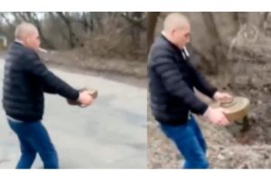 Ukrainian man moves landmine with bare hands while smoking cigarette (WATCH VIDEO)