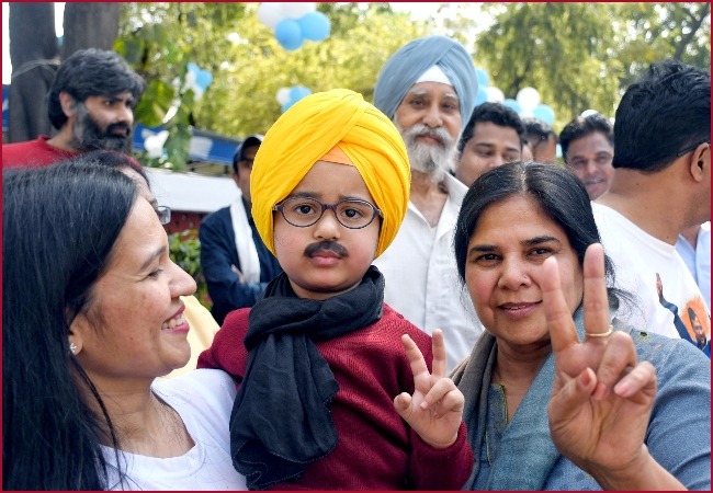 Baby Kejriwal reaches AAP office in Delhi, this time as little Bhagwant Mann as party sweeps Punjab