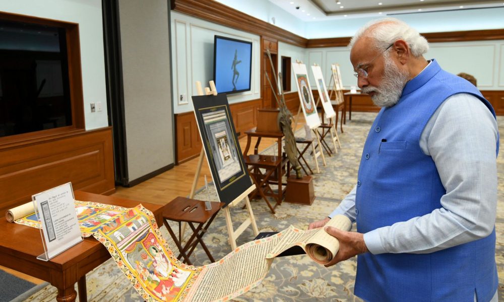 PM Modi inspects 29 antiquities repatriated to India by Australia (Pics/Videos)